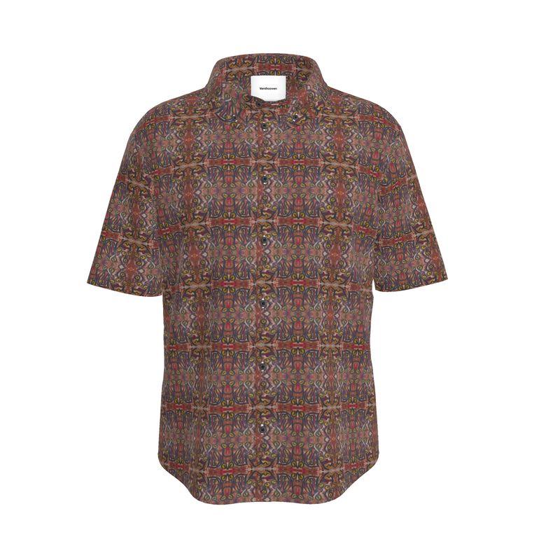 Men's Short Sleeve Shirt | Summer – Playful Magenta &amp; Yellow Art