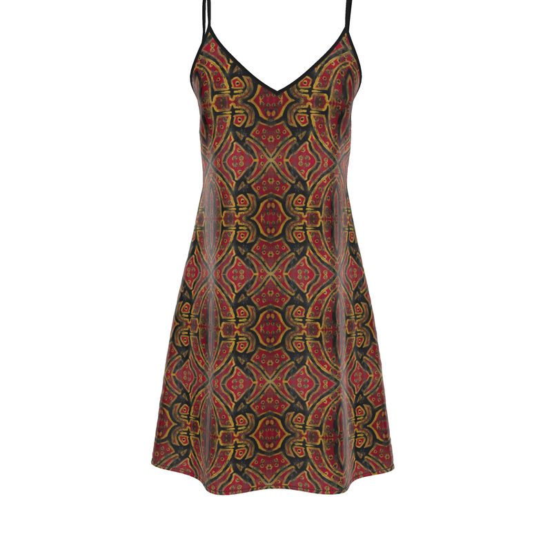 Slip Dress Midi | Out of Loneliness – Bold Red Emotional Art