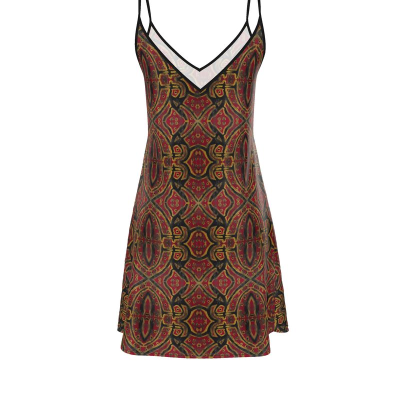 Slip Dress Midi | Out of Loneliness – Bold Red Emotional Art