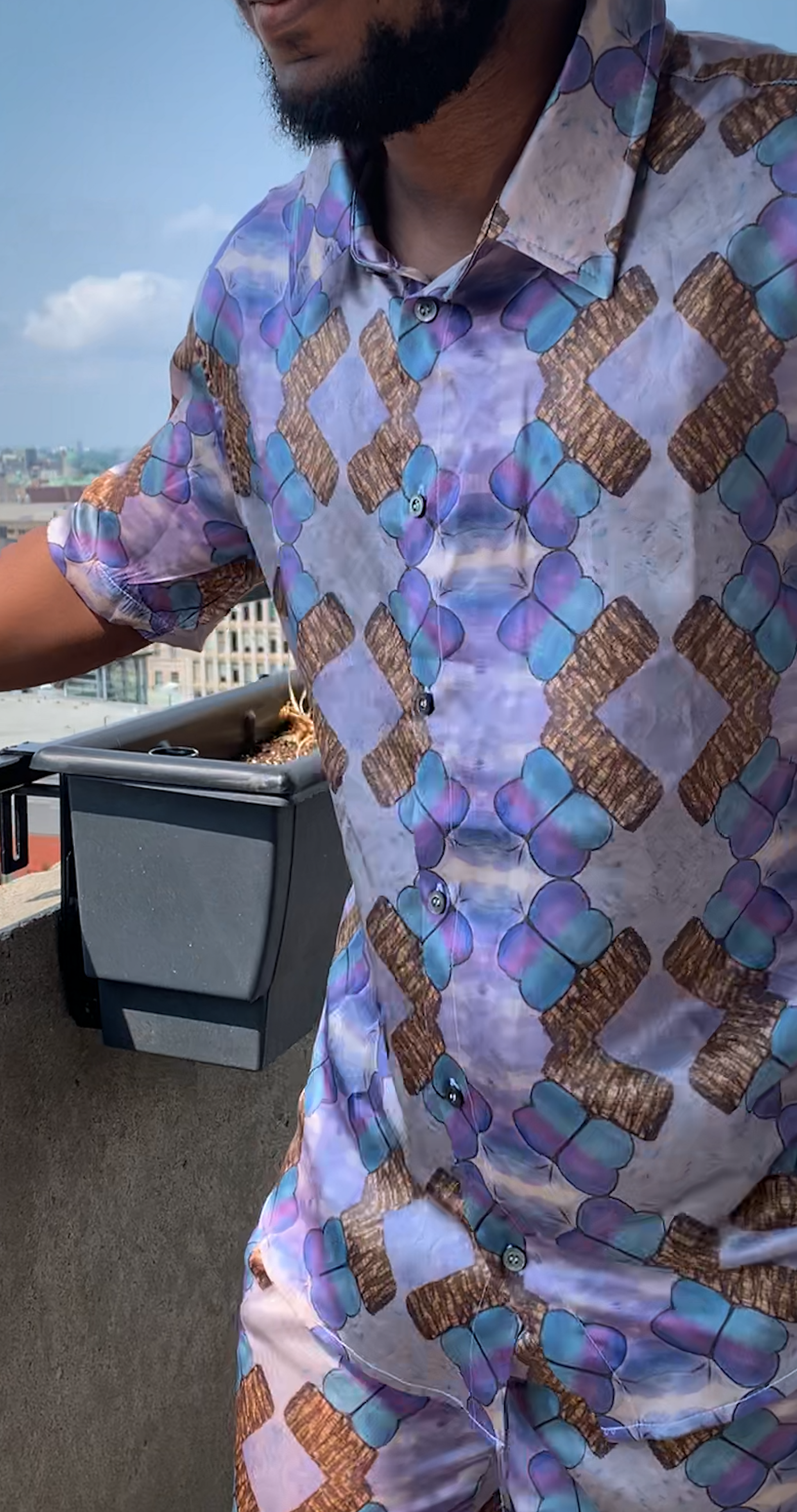Men's Shirt | Encantada – Soft Purple with Butterfly Pattern