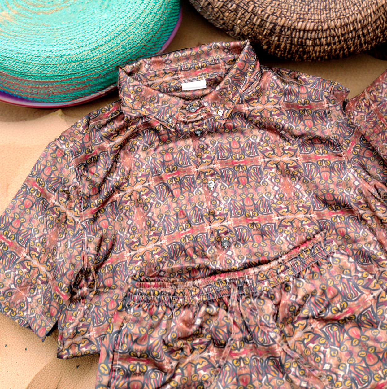 Men's Short Sleeve Shirt | Summer – Playful Magenta &amp; Yellow Art