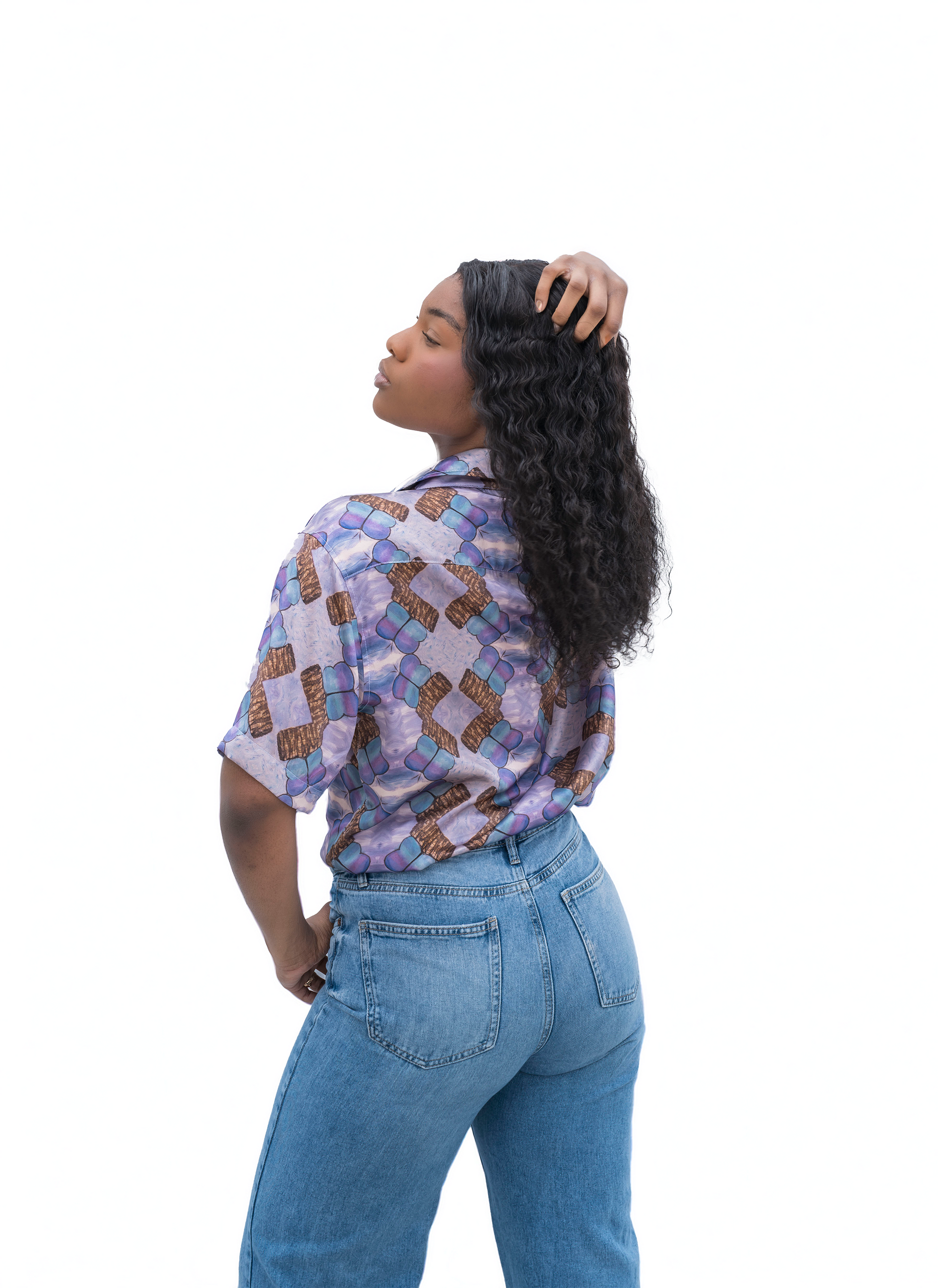 Men's Shirt | Encantada – Soft Purple with Butterfly Pattern