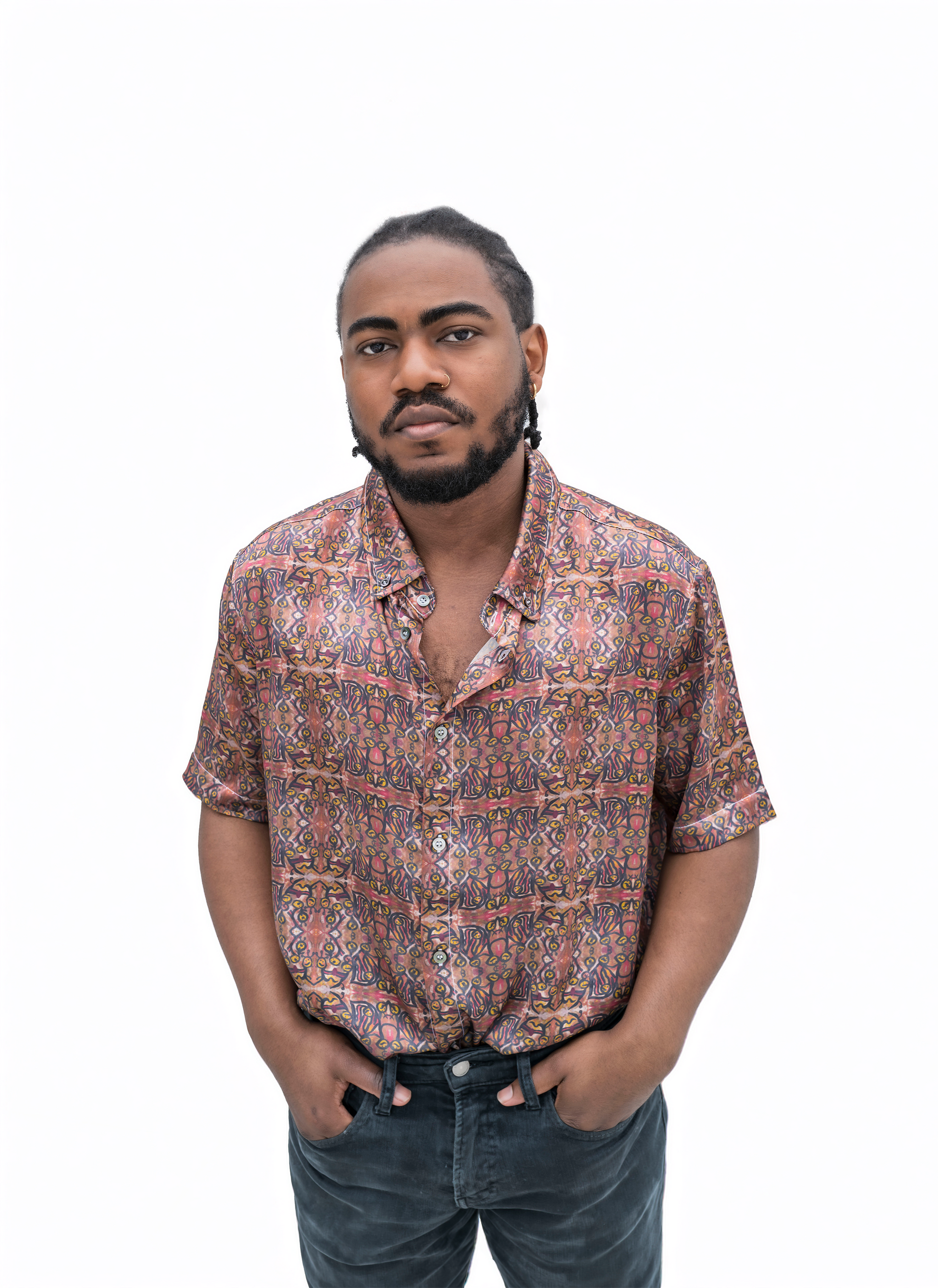 Men's Short Sleeve Shirt | Summer – Playful Magenta &amp; Yellow Art