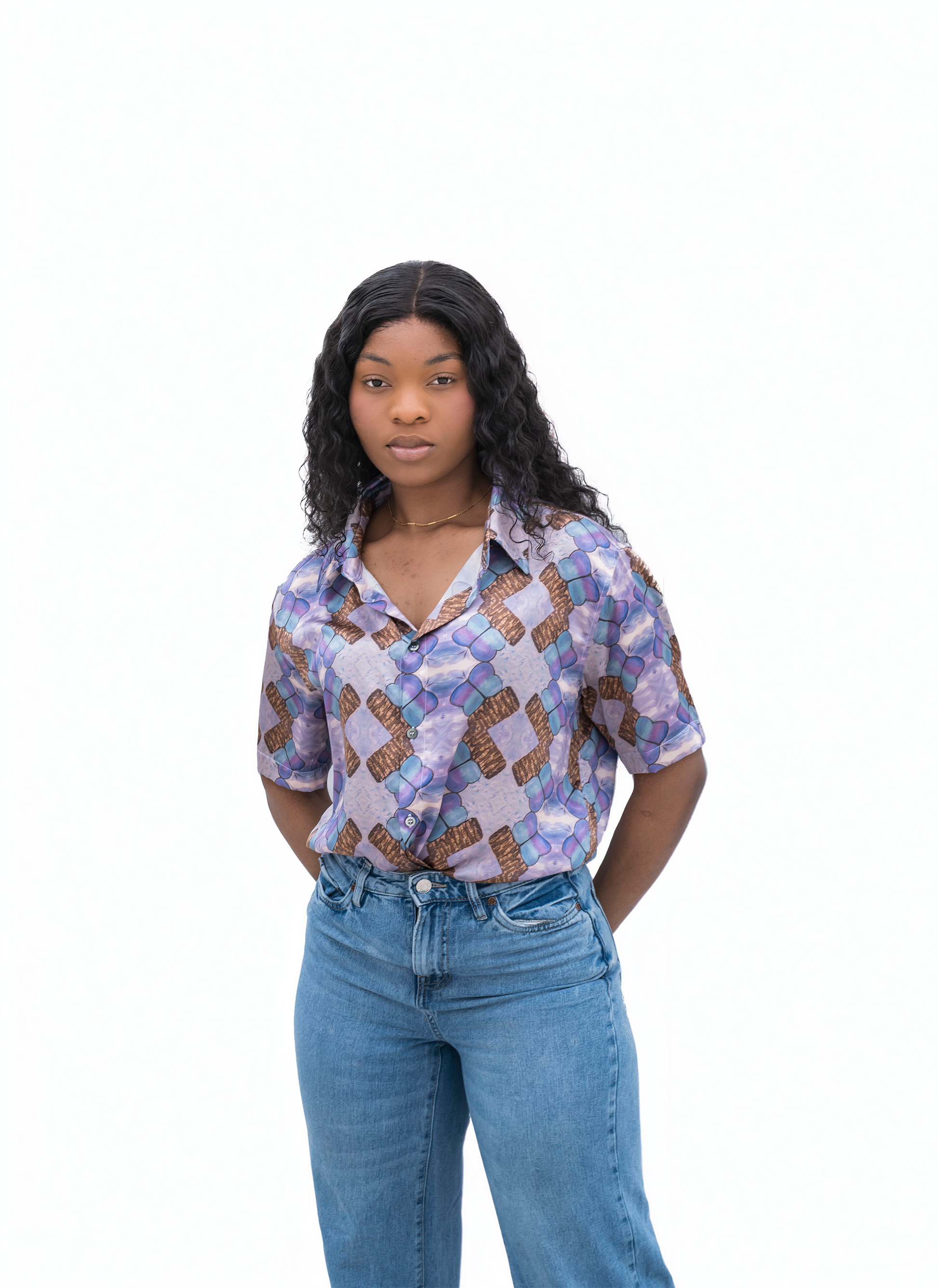 Men's Shirt | Encantada – Soft Purple with Butterfly Pattern
